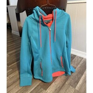 Swisstech Women's Full Zip Hooded Hoodie Jacket Blue/Pink M Pockets Polyester